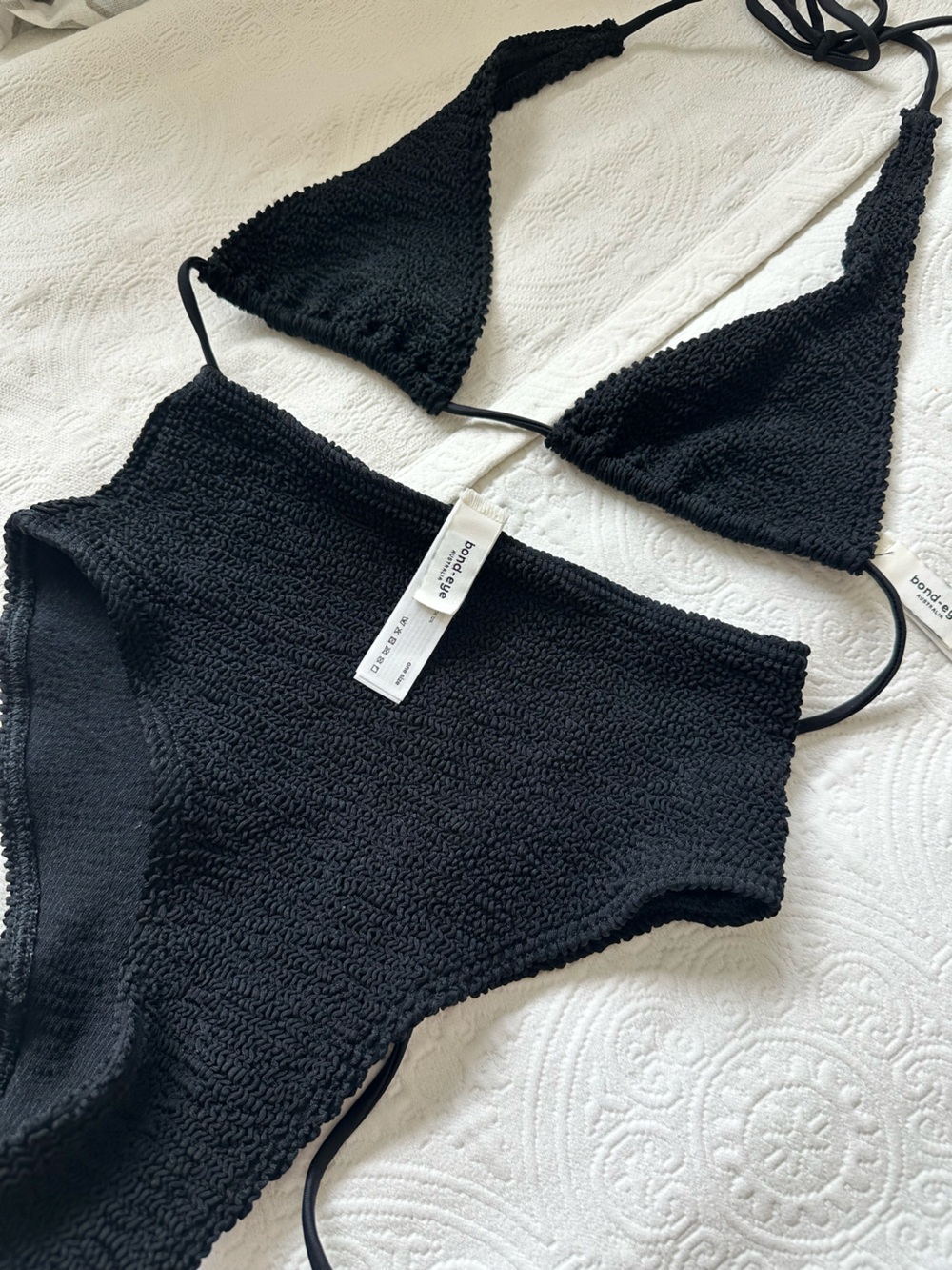 bond-eye Black Smocked Bikini Set